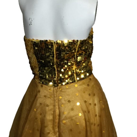 Gold Sequins Strapless Gown - Picture 8 of 14